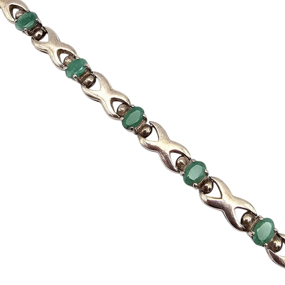 M Lab Emerald Sterling Silver Tennis 15 G: M Lab Emerald Sterling Silver Tennis 15 G