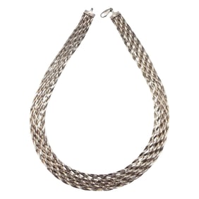 Italy Sterling Silver Braided Chain Necklace 22.1 G