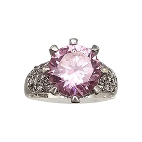 DQ Cubic Zirconia Sterling Silver Cocktail Ring Size 8.75 6.1 G