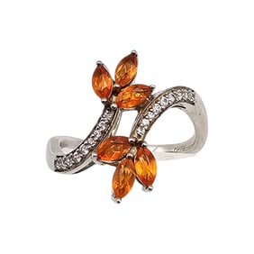 Rhinestone Sterling Silver Cocktail Ring Size 8.5 3.2 G