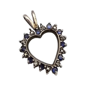 Ruby Sapphire Sterling Silver Heart Pendant 3.3 G