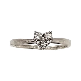 JJ Diamond Sterling Silver Heart Cocktail Ring Size 7.25 1.5 G