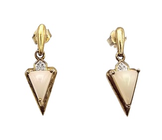 JR Mother Of Pearl Gold Over Sterling Silver Dangle Earrings 3.8 G