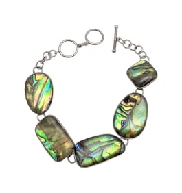 LUC Abalone Sterling Silver Toggle Bracelet 11.7 G