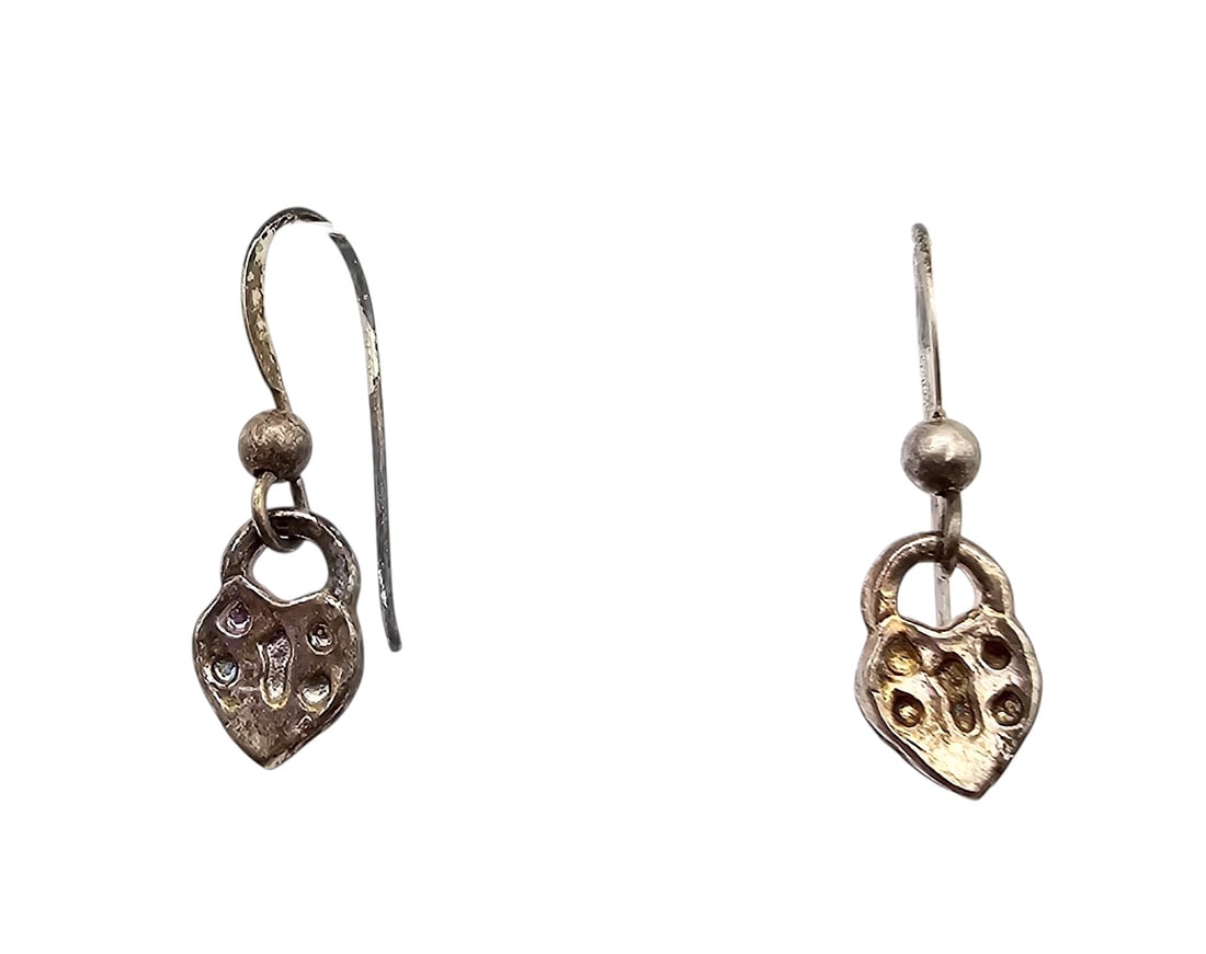 Sterling Silver Lock Dangle Earrings 1.3 G: Sterling Silver Lock Drop Dangle Earrings 1.3 G