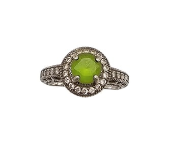 NYC Rhinestone Sterling Silver Cocktail Ring Size 7 4.7 G