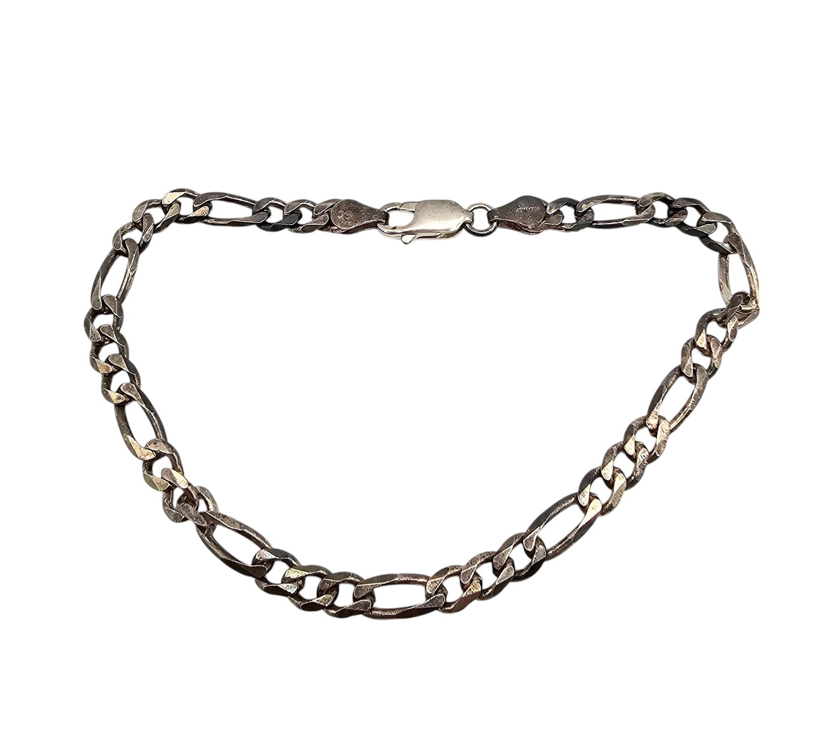 Sterling Silver Figaro Chain Bracelet 6.3 G (1 of 3)