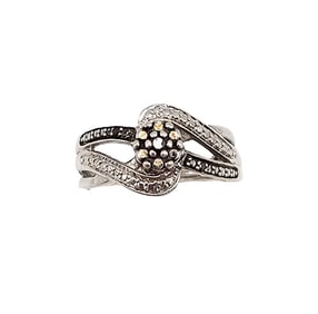 C Diamond Sterling Silver Cocktail Ring Size 7 3.6 G