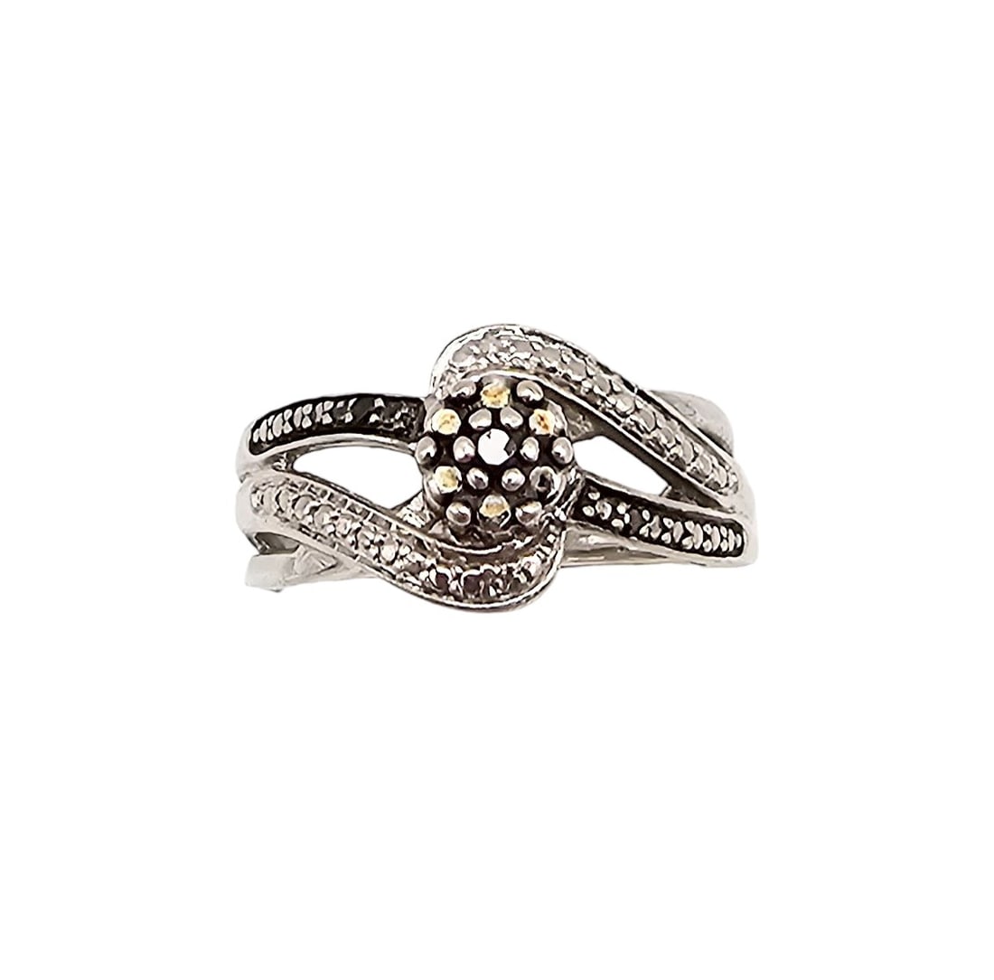C Diamond Sterling Silver Cocktail Ring Size 7 3.6 G: C Diamond Sterling Silver Cocktail Ring Size 7 3.6 G