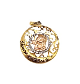 RL Diamond Gold Over Sterling Silver Angel Cherub Pendant 2.9 G