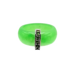 Djoy Jade Rhinestone Sterling Silver Ring Size 6 4.5 G
