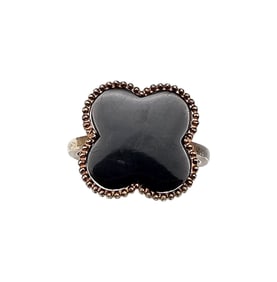 Black Flower Gold Over Sterling Silver Ring Size 6.75 3.1 G