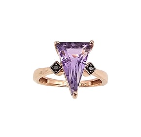 PJ Amethyst Gold Over Sterling Silver Cocktail Ring Size 8.5 3.6 G