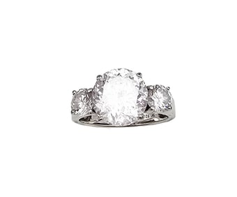 W Rhinestone Sterling Silver Cocktail Ring Size 6.75 5.3 G