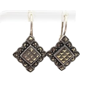A Marcasite Sterling Silver Dangle Earrings 5.2 G