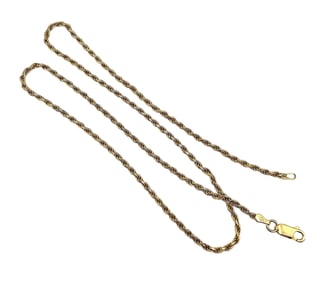 Italy Gold Over Sterling Silver Rope Chain Necklace 9.6 G