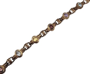 CS Multi Gemstone Sterling Silver Tennis Bracelet 19 G