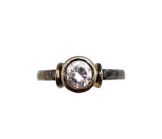 CW Rhinestone Sterling Silver Cocktail Ring Size 7.5 3.1 G