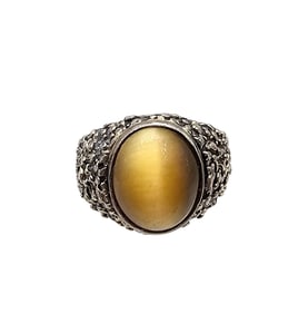 HG F Cat Eye Sterling Silver Ring Size 9.5 13 G