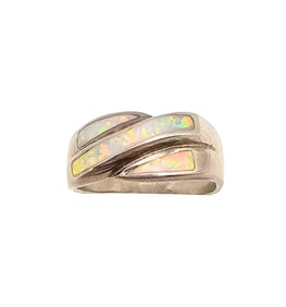 Opal Sterling Silver Cocktail Ring Size 7.75 3.5 G
