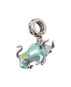 Enamel Sterling Silver Torres Bull Charm 2.8 G