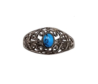 Turquoise Sterling Silver Ring Size 6.75 1.8 G