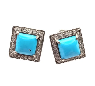 STS Turquoise Sterling Silver Earrings 6.3 G