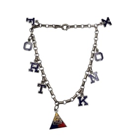 Enamel Sterling Silver Fort Knox Charm Bracelet 6.8 G