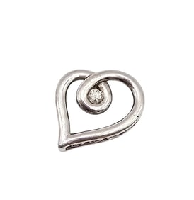 KS Diamond Sterling Silver Heart Pendant 1.6 G