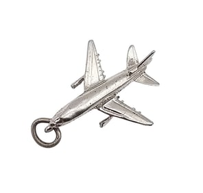 Sterling Silver Airplane Charm 1.9 G