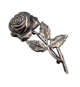 Sterling Silver Rose Brooch 5.4 G