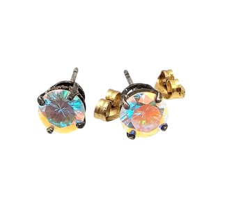 Crystal Sterling Silver Earrings 1.3 G