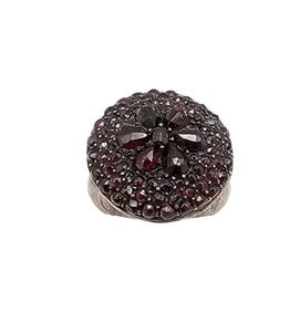 Vintage Bohemian Garnet Sterling Silver Cocktail Ring Size 6.5 8.4 G