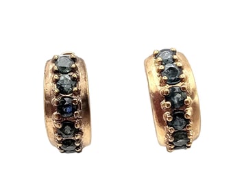 Ross Simons Sapphire Gold Over Sterling Silver Hoop Earrings 5.2 G