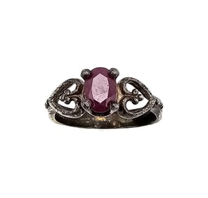 Ruby Sterling Silver Cocktail Ring Size 7.5 3.2 G