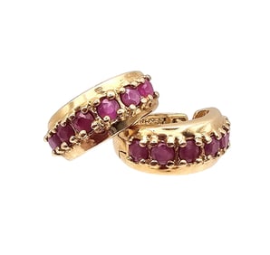 Ross Simons Ruby Gold Over Sterling Silver Hoop Earrings 5.2 G