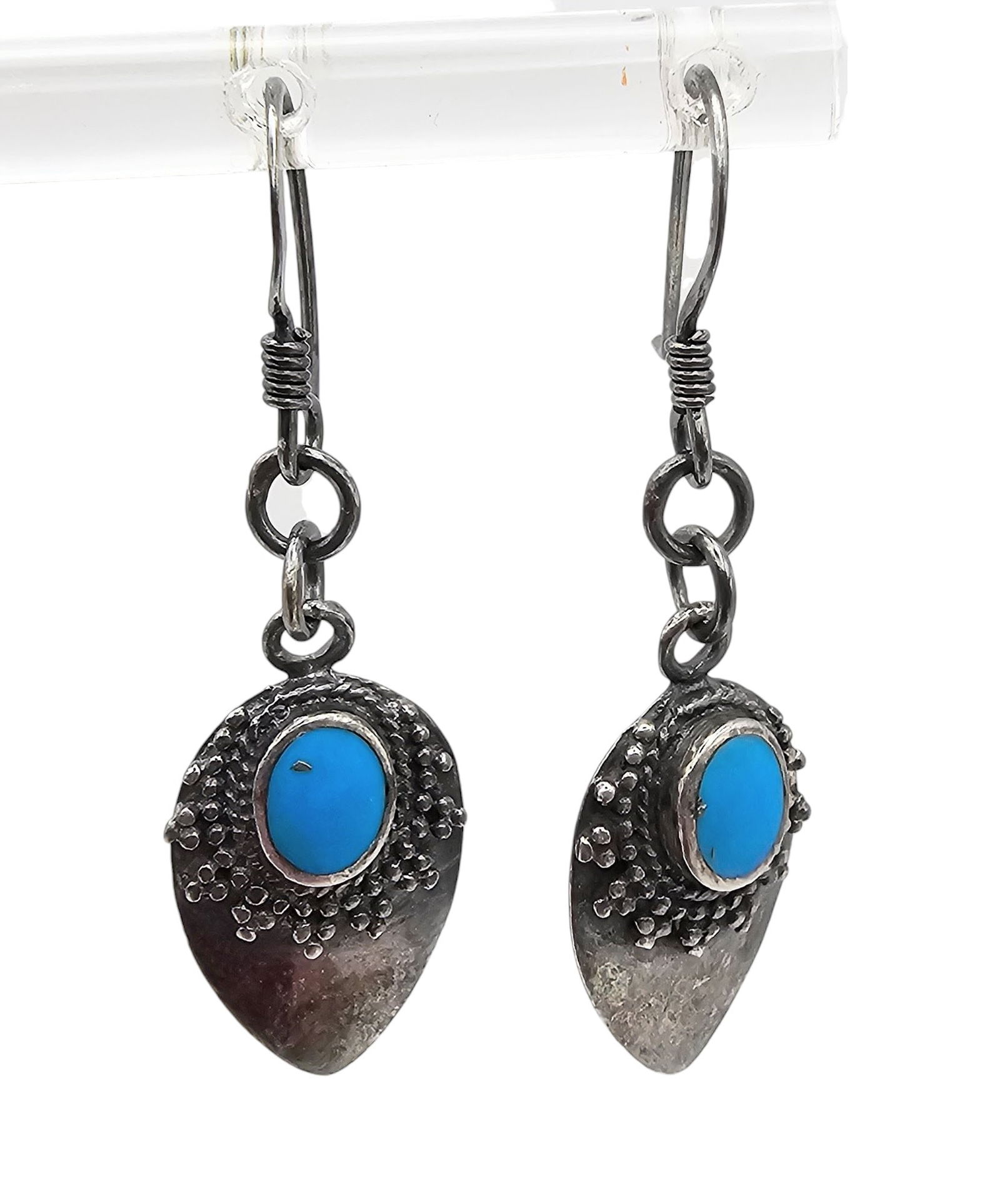 Turquoise Sterling Silver Dangle Earrings 3.7 G (1 of 4)