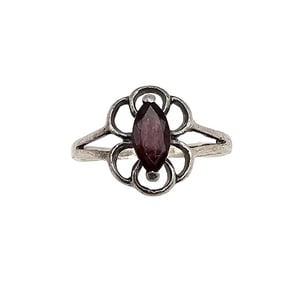 Garnet Sterling Silver Cocktail Ring Size 6.25 1.9 G