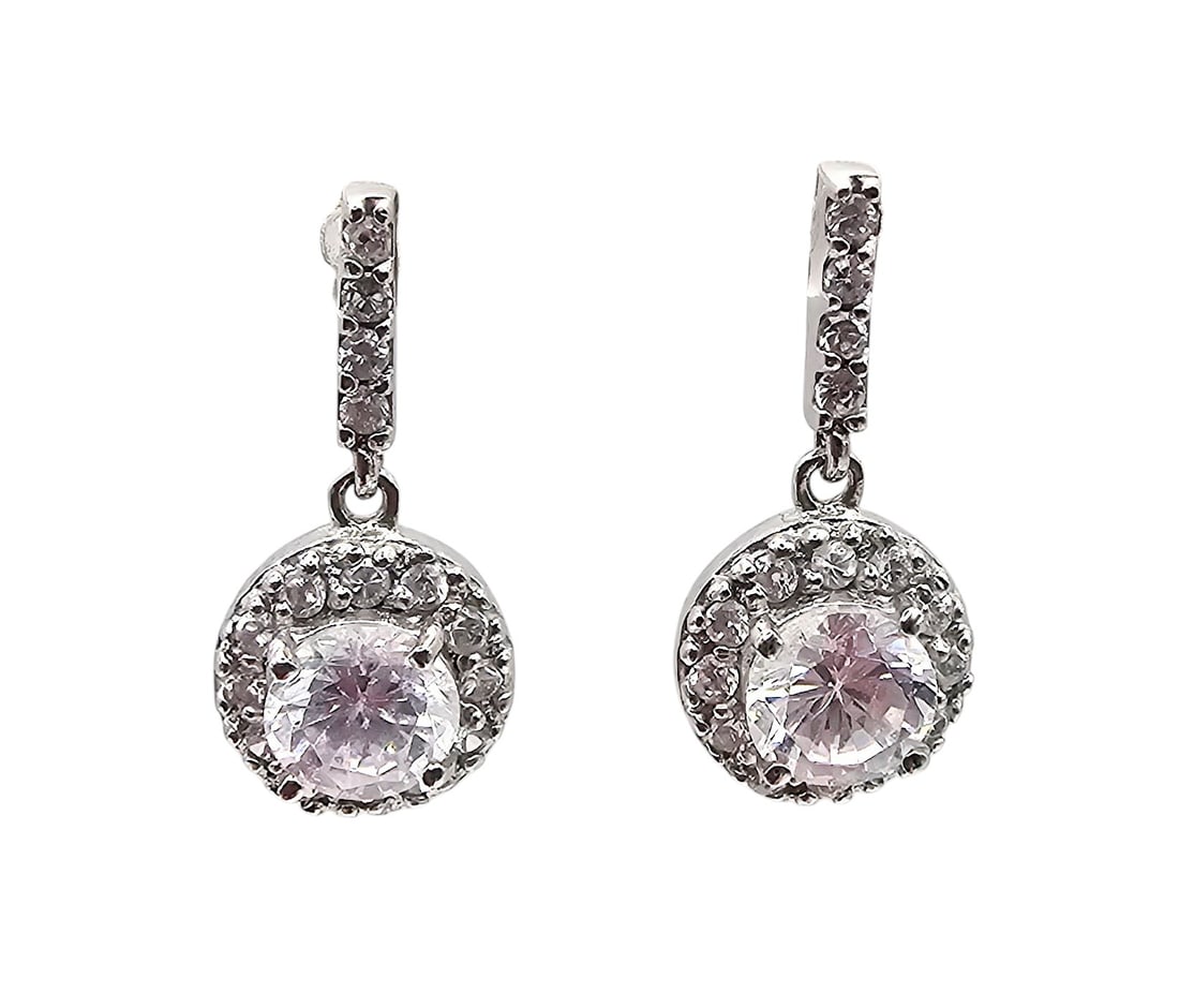 RSE Rhinestone Sterling Silver Dangle Earrings 3.5 G (1 of 4)