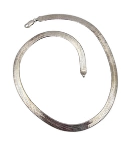 Italy Sterling Silver Flat Herringbone Necklace 22 G
