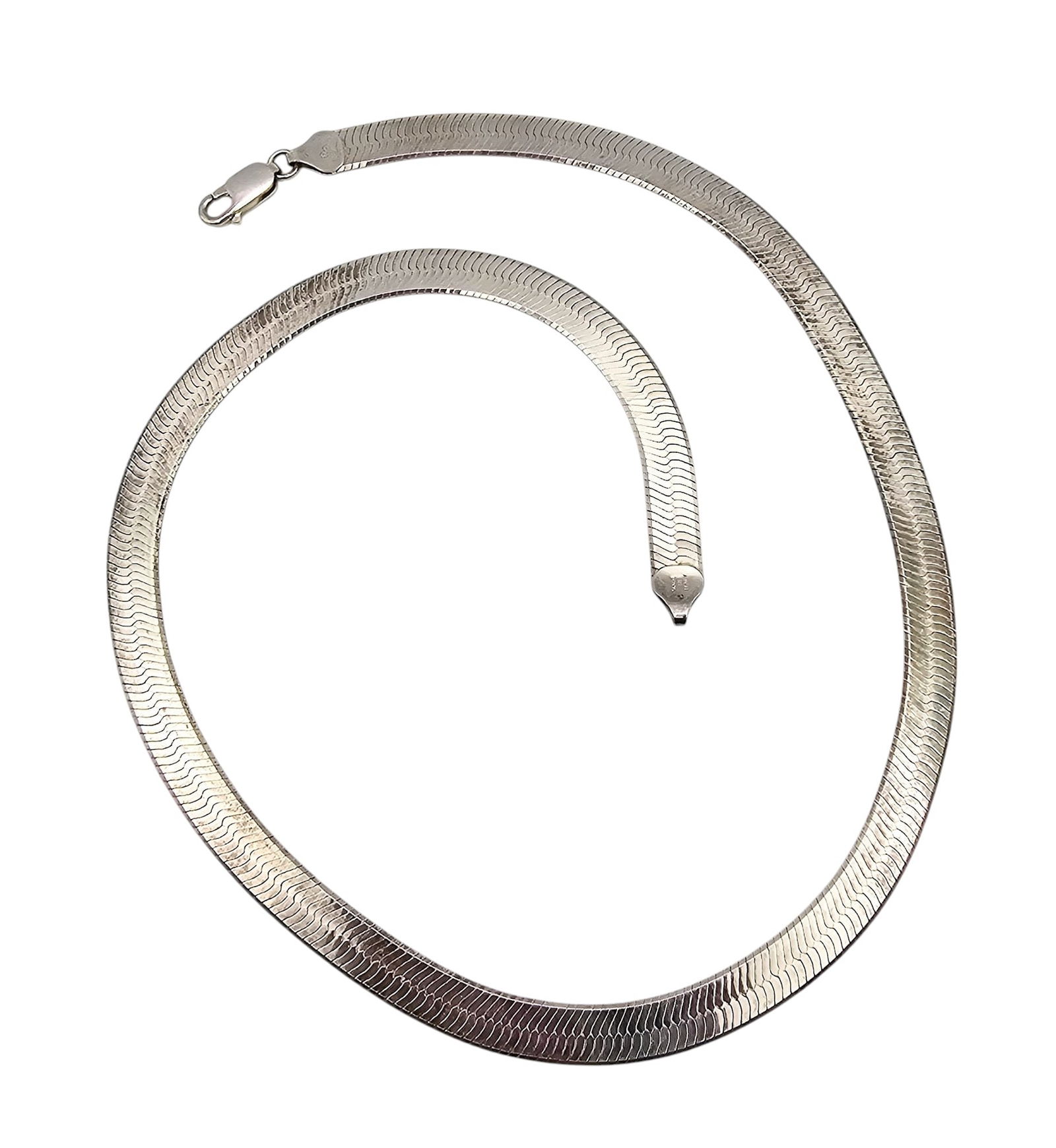 Italy Sterling Silver Flat Herringbone Necklace 22 G (1 of 3)