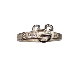 Disney Sterling Silver Mickey Mouse Belt Ring Size 9 2.9 G