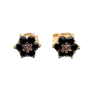 BBJ Sapphire Diamond Gold Over Sterling Silver Earrings 2.6 G