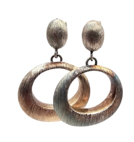 Italy Sterling Silver Textured Dangle Earrings 9.8 G