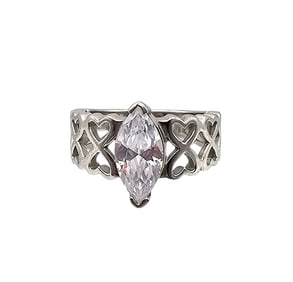 CE Cubic Zirconia Sterling Silver Cocktail Ring Size 6.75 5.4 G