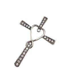 Rhinestone Sterling Silver Cross Pendant 3.6 G