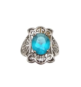 Rhinestone Sterling Silver Cocktail Ring Size 7.75 3.8 G