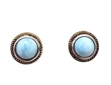 RH Larimar Sterling Silver Two-Tone Earrings 4.8 G