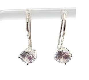 IBB Rhinestone Sterling Silver Dangle Earrings 2.1 G