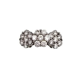 SJD Rhinestone Sterling Silver Flower Ring Size 5.5 4.2 G
